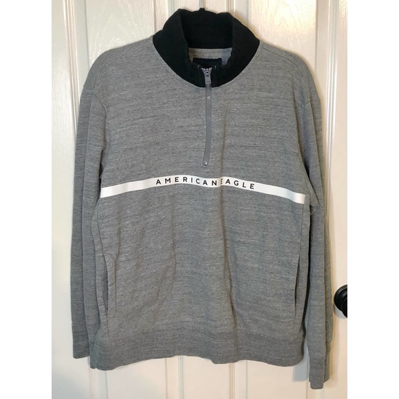 American Eagle Outfitters Other - American Eagle Gray 1/4 Zip Pullover Long Sleeve Front Pockets - Size Medium